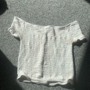 Smocked white crop top